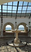 Fountain in patio, large rotunda baths of Kalithea Rhodes. Click to enlarge the image.