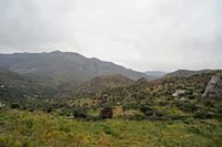 Le village d’Agia Galini en Crète. Le mont Kédros vu depuis le village de Saktouria. Cliquer pour agrandir l'image.