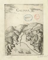 Le village d’Agia Galini en Crète. Gravure du port de Galinus par Marco Boschini en 1651. Cliquer pour agrandir l'image.