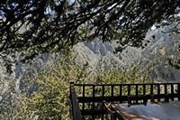Les gorges de Samaria en Crète. Le début des gorges vu depuis la terrasse du restaurant Xyloskalo. Cliquer pour agrandir l'image.