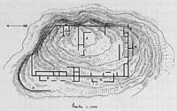 Le village d'Agia Varvara en Crète. Plan de la forteresse de Melissa (auteur Giuseppe Gerola, 1905). Cliquer pour agrandir l'image.