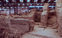 Le village d'Akrotiri à Santorin. Les ruines archéologiques. Cliquer pour agrandir l'image.