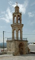 Campanile van de kerk van Asclépios in Rhodos. Klikken om het beeld te vergroten.