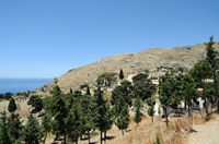 Le village d’Assomatos en Crète. Le monastère de Preveli. Cliquer pour agrandir l'image.