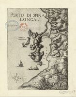 L’île de Spinalonga en Crète. Gravure du Porto di Spinalonga par Marco Boschini en 1651. Cliquer pour agrandir l'image.
