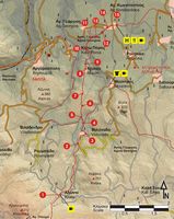 Le village d’Épiskopi en Crète. Carte du sentier européen E4 - Section 28 d'Alones à Agios Konstantinos. Cliquer pour agrandir l'image.