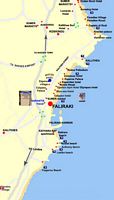 Mapa turístico de Faliraki à Rodes. Clicar para ampliar a imagem.