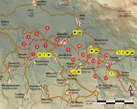 Le village de Garazo en Crète. Carte du sentier européen E4 - Section 49 de Choumeri à Garazo. Cliquer pour agrandir l'image.