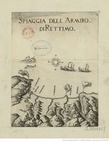 Le village de Georgioupoli en Crète. Gravure de la baie de l'Almyros par Marco Boschini en 1651 (source Gallica BNF). Cliquer pour agrandir l'image.