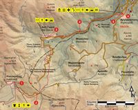 La ville de Vryssès en Crète. Carte du sentier européen E4 - Sections 29 et 30 de Kallikratis à Asi Gonia puis Argyroupoli. Cliquer pour agrandir l'image.