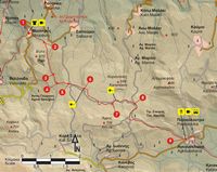 Le village de Gonia en Crète. Carte du sentier européen E4 - Section 32 de Moundros à Agkouseliana. Cliquer pour agrandir l'image.