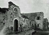 Le village de Gonia en Crète. Les ruines de la villa Barozzi à Agios Konstantinos photographiées par Giuseppe Gerola vers 1902. Cliquer pour agrandir l'image.