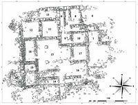 Le village de Goniès en Crète. Plan des ruines de la villa minoenne de Sklavokampos. Cliquer pour agrandir l'image.