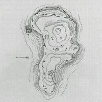 Le village de Kalyvès en Crète. Plan du Kastéli de Kyriakosellia (auteur Giuseppe Gerola). Cliquer pour agrandir l'image.