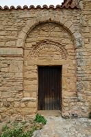 Le village de Kalyves en Crète. L'église Notre-Dame Zerviotissa près de Stylos. Cliquer pour agrandir l'image.