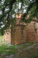 Le village de Kalyves en Crète. L'église Notre-Dame Zerviotissa près de Stylos. Cliquer pour agrandir l'image.