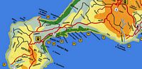 Χάρτης του κόλπου Κέφαλος στο νησί Κως. Κάντε κλικ για μεγέθυνση.