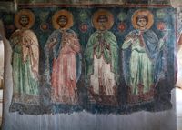 Le village de Kritsa en Crète. Fresque des Saints Martyrs de la Panagia Kera (auteur Jerzy Strzelecki). Cliquer pour agrandir l'image.