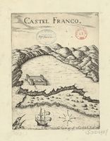 Le village de Patsianos en Crète. Gravure de Castel Franco par Marco Boschini en 1651. Cliquer pour agrandir l'image.