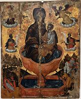 Le monastère d'Agia Triada en Crète. Icône de la Source de Vie d'Emmanuel Skordilis (auteur RL0919). Cliquer pour agrandir l'image.