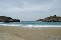 Le village de Plakias en Crète. La plage de Schinaria. Cliquer pour agrandir l'image.