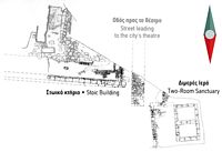 La cité antique d'Aptera en Crète. Plan du temple bipartite de la cité antique d'Aptera. Cliquer pour agrandir l'image.