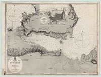 Le village de Souda en Crète. Carte nautique de la rade de Souda (Amirauté britannique, 1848). Cliquer pour agrandir l'image.