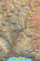 Le village de Sougia en Crète. Carte du sentier européen E4 - Section 17 de Sougia à Agia Irini. Cliquer pour agrandir l'image.