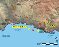 Le village de Sougia en Crète. Carte du sentier européen E4 - Section 09 de Sougia à Poikilassos. Cliquer pour agrandir l'image.