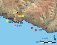 Le village de Sougia en Crète. Carte du sentier européen E4 - Section 10 de Poikilassos à Domata. Cliquer pour agrandir l'image.