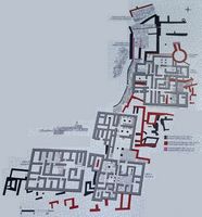 Le village de Tylissos en Crète. Plan du site minoen. Cliquer pour agrandir l'image.