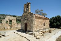 Le village de Vamos en Crète. L'église de la Dormition de la Vierge à Karydi. Cliquer pour agrandir l'image.