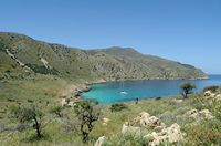 Le village de Vamos en Crète. La crique d'Omprosgialos. Cliquer pour agrandir l'image.