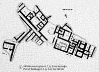 Le village de Zakros en Crète. Plan des maisons A,C,D et Z du site archéologique. Cliquer pour agrandir l'image.