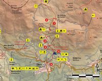 Le village de Zaros en Crète. Carte du sentier européen E4 - Section 57 de Rouvas à Zaros. Cliquer pour agrandir l'image.