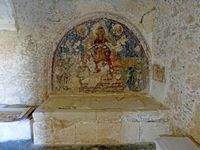 Le village de Ziros en Crète. Fresque de l'église Saint-Georges à Voïla (auteur Olaf Tausch). Cliquer pour agrandir l'image.