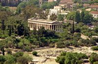 La ville d’Athènes en Grèce. Le temple d'Héphaïstos vu depuis l'Acropole. Cliquer pour agrandir l'image.