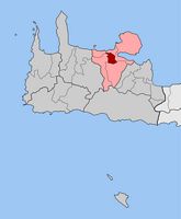 Le dème de La Canée en Crète. Situation du canton de Mournies (auteur Pitichinaccio). Cliquer pour agrandir l'image.