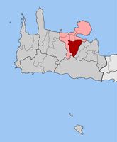 Le dème de La Canée en Crète. Situation du canton de Keramia (auteur Pitichinaccio). Cliquer pour agrandir l'image.