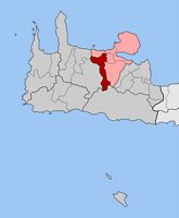 Le dème de La Canée en Crète. Situation du canton de Therissos (auteur Pitichinaccio). Cliquer pour agrandir l'image.