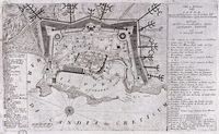 La ville de La Canée en Crète. Carte des fortifications (auteur Vincenzo Coronelli, 1696). Cliquer pour agrandir l'image.