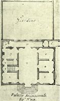 Le sud de la vieille ville de Corfou. Plan du palais archiépiscopal en 1771. Cliquer pour agrandir l'image.