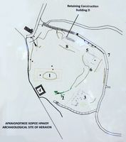 La presqu’île de Kanóni à Corfou. Plan du sanctuaire d'Héra. Cliquer pour agrandir l'image.