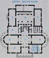 La presqu’île de Kanóni à Corfou. Plan du rez-de-chaussée du musée de Paléopolis. Cliquer pour agrandir l'image.