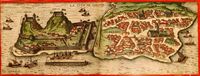 La vieille forteresse de la ville de Corfou. En 1575. Cliquer pour agrandir l'image.