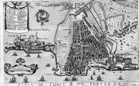 La ville de Corfou. Carte de la ville en 1700. Cliquer pour agrandir l'image.