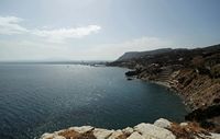 La ville de Gazi en Crète. Le golfe d'Héraklion vu depuis la forteresse de Paliokastro. Cliquer pour agrandir l'image.