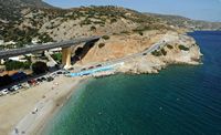 La ville de Gazi en Crète. La plage de Palaiokastro vue depuis la forteresse. Cliquer pour agrandir l'image.