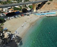 La ville de Gazi en Crète. La plage de Palaiokastro vue depuis la forteresse. Cliquer pour agrandir l'image.