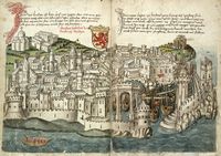 Les fortifications d’Héraklion en Crète. Au 15e siècle (Konrad Grünenberg, 1487). Cliquer pour agrandir l'image.